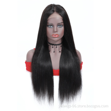 Original 180% Density Brazilian Straight Human Hair Lace Closure Wig 4*4, 100% Unprocessed Virgin Cuticle Aligned Hair Wig